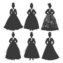 Wall Mural - Silhouette independent korean women wearing hanbok black color only