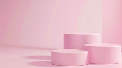 Poster - Abstract empty podium of cylinder shape on pastel background for product 3D Rendering Minimal concept : Generative AI