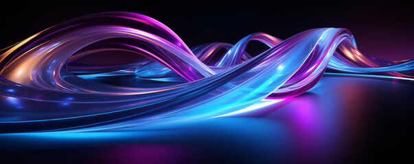 Wall Mural - design a detailed, vibrant, and futuristic image with interwoven light ribbons, eliminating any grun