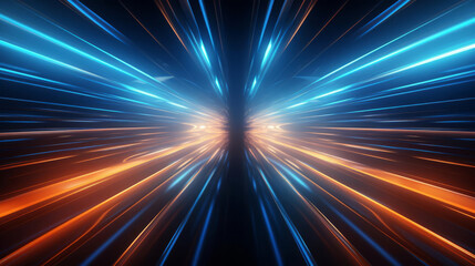 Wall Mural - create looping animation of a blue and orange glowing neon light tunnel. the animation smooth and fl