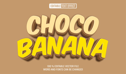 Poster - Editable 3d text style effect - Choco Banana text effect Template