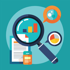 Poster - Magnifying Glass, Paper, and Magnifying Glass, A clean and modern representation of a magnifying glass for an online investigative journalism site