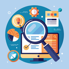 Poster - Magnifying Glass on Computer Screen, A clean and modern representation of a magnifying glass for an online investigative journalism site