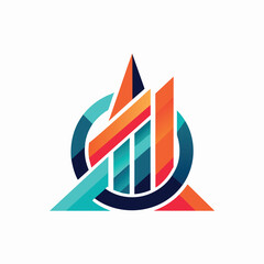 Poster - A colorful logo with a striking geometric design featuring a variety of shapes and colors, A clean and simple logo incorporating negative space for a digital marketing company