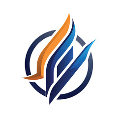 Poster - A modern blue and orange logo stands out against a white background, Contemporary logo incorporating elements of technology and innovation