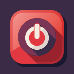 Poster - Flat icon with long shadow representing a power button, A minimalist interpretation of a power button or on/off switch