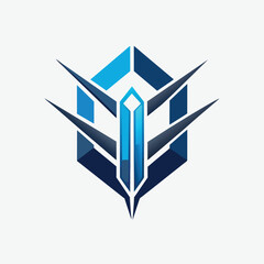 Poster - A minimalist logo featuring a stylized blue and black design with a modern and sleek aesthetic, A minimalist logo capturing the essence of cutting-edge technology