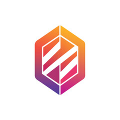 Poster - A vibrant hexagonal logo with a gradient effect, showcasing geometric shapes and bold colors, A minimalist logo featuring a subtle gradient effect for a design studio