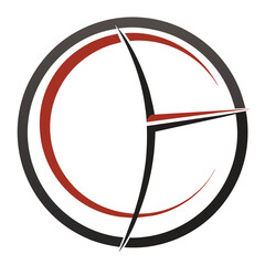 Poster - Minimalist black and red logo featuring a circle on a white background, A minimalist logo incorporating a simple circle and line