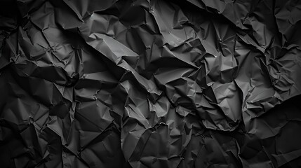 Poster - Black crumpled paper texture in low light background : Generative AI