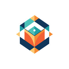 Poster - The logo of a company featuring a hexagonal shape symbolizing innovation and modernity, Abstract geometric shapes representing innovation, minimalist logo