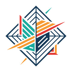 Poster - Minimalist logo design with abstract lines and shapes in a modern style, Abstract lines and shapes creating a minimalist logo for an online school