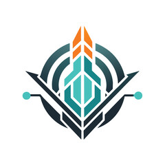 Poster - A modern logo design featuring multiple arrows in a dynamic arrangement, abstract technology logo design, minimalist logo