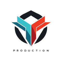 Poster - An abstract design symbolizing the production process, featuring industrial elements and innovation, An abstract design inspired by the production process, minimalist logo