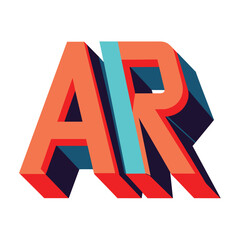 Poster - The letter AR is created using precise geometric shapes, showcasing a modern and structured design approach, AR Logo, Alphabet letter icon logo AR