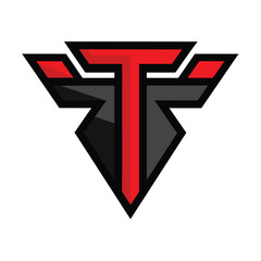 Poster - A sleek logo featuring the letter T in black and red, black red T alphabet letter logo icon design