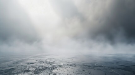 Fototapete - Abstract background with concrete ground and foggy clouds and mock up place Landing page concept : Generative AI