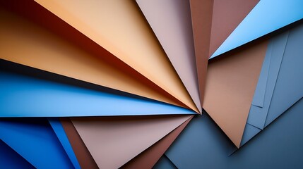 Poster - From above layout of colorful cardboard sheets in brown grey and blue shades : Generative AI