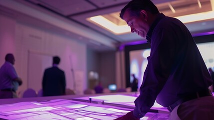 Leinwandbilder - Convention planner discussing the floor plans : Generative AI