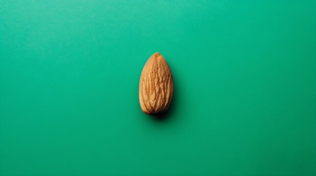 Creative layout made of almond on the green background Flat lay Food concept Macro concept : Generative AI
