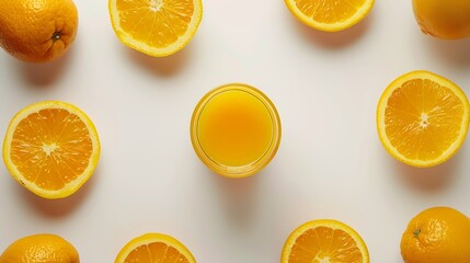 Aufkleber - creative layout made of orange juice flat lay food concept orange on the white background : generati