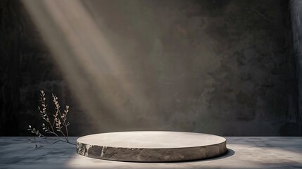 Aufkleber - Empty natural stone product display background or blank cosmetic podium platform stage Background for beauty products : Generative AI