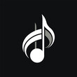 © Ifti Digital - A minimalist logo featuring a single musical note with a treble clef symbol, set against a black background, Design a minimalist logo inspired by musical notes, minimalist logo