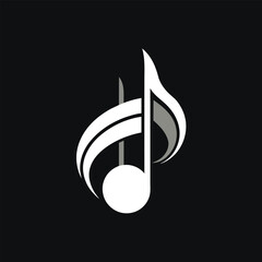 Poster - A minimalist logo featuring a single musical note with a treble clef symbol, set against a black background, Design a minimalist logo inspired by musical notes, minimalist logo