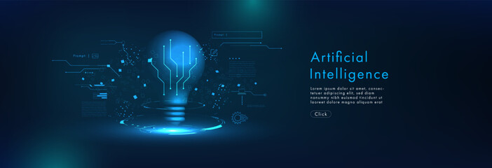 Leinwandbilder - Hi-tech digital technology futuristic circuit digital. Abstract futuristic design. AI, artificial intelligence. Modern futuristic design. Global network connection technology. vector illustration.