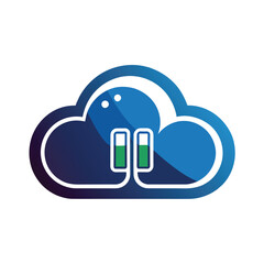Poster - A cloud featuring two batteries hovering in its midst, Generate a sleek and simple logo for a cloud computing company