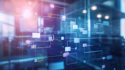Aufkleber - Business process and workflow automation with flowchart Organization chart with hierarchy structure of teams and employees in company Business and technology concept : Generative AI