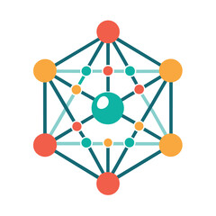 Fototapete - Stylized representation of a network showcasing interconnected circles and dots in a visually appealing arrangement, Geometric shapes representing network connectivity, minimalist logo