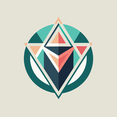 Poster - A logo design showcasing a bird at the center surrounded by various geometric shapes and patterns, Geometric shapes with a touch of femininity, minimalist logo
