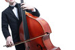 Double bass player contrabass playing. Classical orchestra instrument