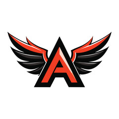 Poster - The letter A with wings depicted on a clean white background, Initial letter A logo and wings symbol