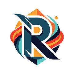 Poster - The logo showcases an abstract letter R with modern design elements, representing a companys brand identity, Letter R logo icon with abstract design elements