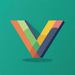 Poster - A vibrant letter V with a check mark logo icon design stands out against a bright green backdrop, Letter V with check mark logo icon design
