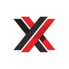 Poster - A minimalist logo featuring a black and red letter X design, letter X logo leader design, Minimalist X initial based vector icon