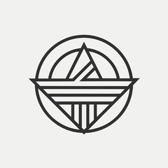 Poster - Minimalist black and white design featuring a triangle enclosed within a circle, Logo design using only a single, bold line, minimalist logo