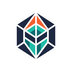 Poster - Logo design featuring a hexagonal shape for a business or company identity. Geometric and minimalist design, Minimalist logo design featuring geometric shapes and sans-serif typography