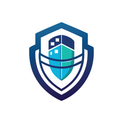 Poster - A shield with a house emblem on top, symbolizing security and protection for data software, Minimalist Logo Design for Data Security Software Company