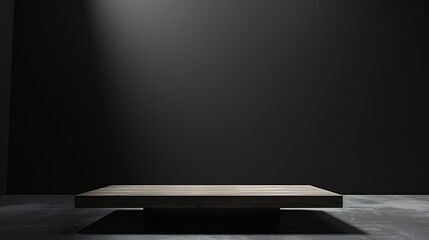 The black room perspective cement floor or wooden shelf table used as a studio background wall to display your productsloft style : Generative AI