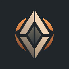 Poster - A minimalist black and orange logo stands out against a solid black background, Minimalist symbol with subtle interplay of light and shadow