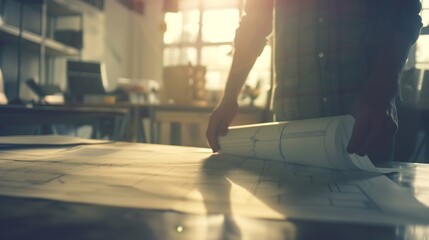 Aufkleber - Architect concept Architects working with blueprints in the office Vintage Effect : Generative AI
