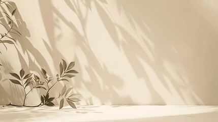 Aufkleber - Minimalist botanical background with copy space Neutral toned showcase for new product demonstration promotion sale packaging presentation cosmetic or merchandise Light and shadow Fron : Generative AI