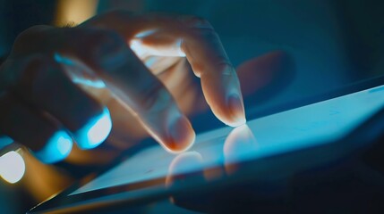 Poster - Man watching videos online on tablet : Generative AI