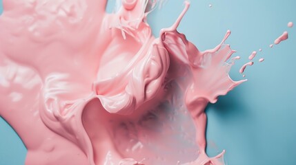 Leinwandbilder - Abstract pastel pink color paint with pastel blue background Fluid composition with copy space Minimal natural luxury : Generative AI