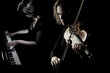 Violin piano player. Violinist and pianist classical musicians playing chamber music ensemble