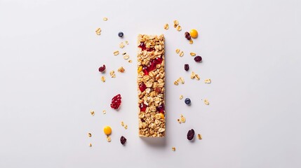 Poster - Creative layout made of granola bar on the white backgroundFlat lay Food concept : Generative AI