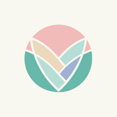 Poster - Pastel color logo design on a clean white background, Soft, pastel colors in a soothing composition, minimalist logo